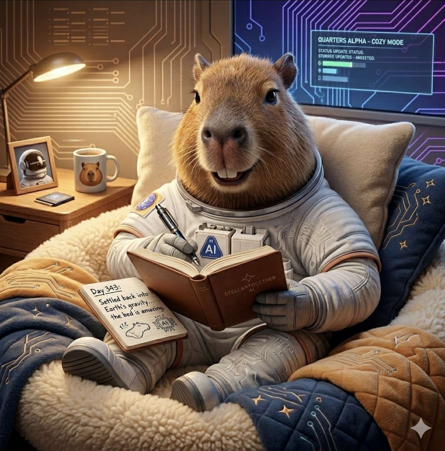 Stuart the Astronaut Capybara - Cozy Mode