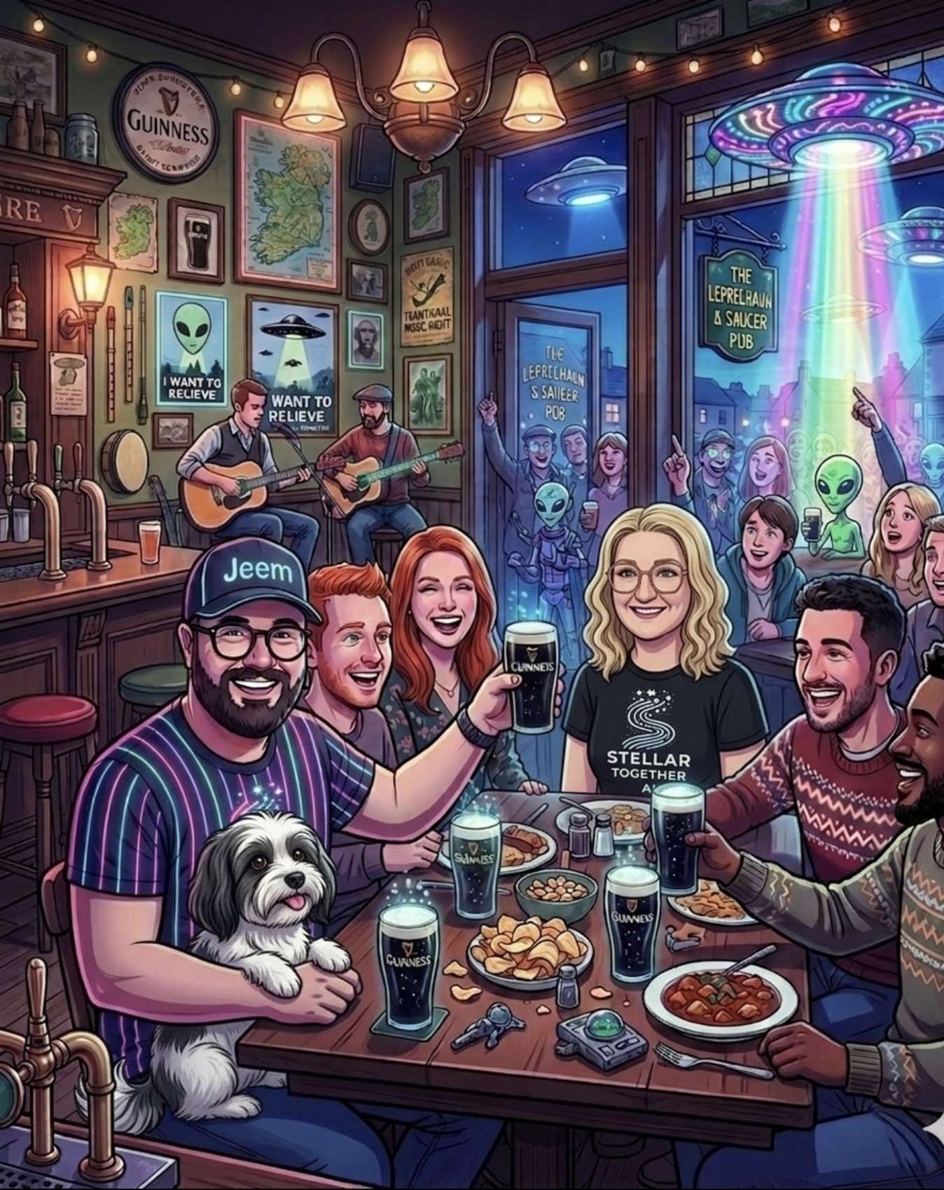Jeem's dream pub: The Leprechaun & Saucer - humans and aliens hanging out together
